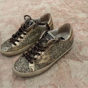 Golden Goose Women's Sparkle Sneakers - Gold and Silver